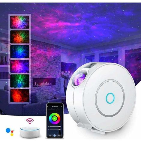 Tigrezy -LED Wifi Projecteur Ciel Étoilé,Intelligent Projecteur Étoilé Veilleuse Galaxie,Gradation/Contrôle vocal/Connexion WiFi/Minuterie,Chambre Décorer,Cadeau,Noël,Google Assistant (Blanc)