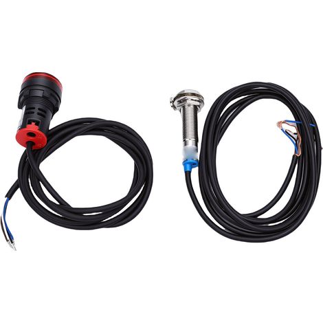 Compteur de vitesse rotation numérique 4 chiffres LED rouge tachymètre et capteur proximité effet Hall anti-parasitage aimant NPN fixation 22mm 30-9999 tr/min (1/5)