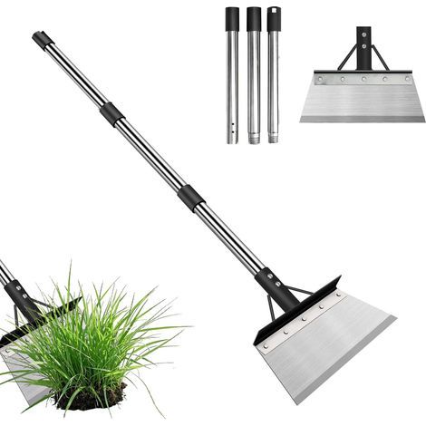 Pelle de jardin multifonctionnelle, pelle de nettoyage extérieur, outil de jardin polyvalent, gratteur pour mousse avec manche, outil d’élimination des mauvaises herbes pour terrasse (23) (1/5)