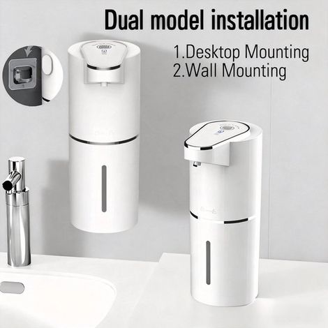 Dispensador automático jabón sensor: recargable batería 1200 mAh ajustable 4 posiciones, Dispensador jabón sin contacto resistente agua IPX5 (1/5)