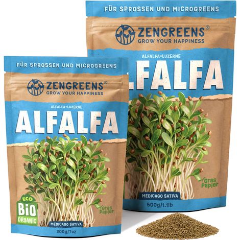 Bio Keimsaat Alfalfa 200 g Sprossen und Microgreens ZenGreens (1/5)