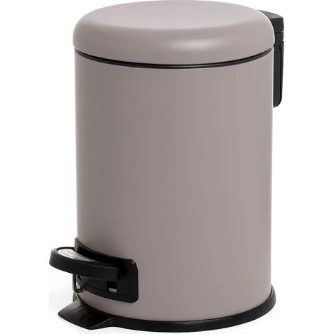 Pattumiera per bagno con pedale acciaio inox tortora e secchio interno con manico (1/3)
