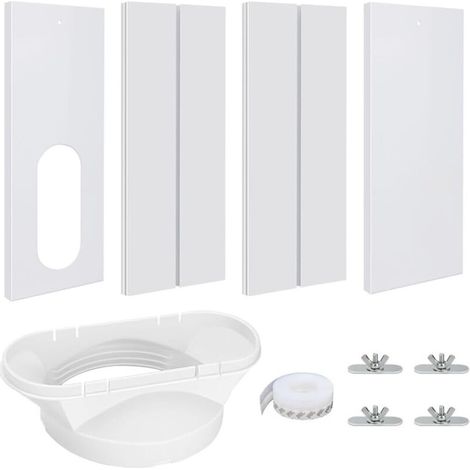 Kit de Fenêtre de Climatiseur Portable, Lot de 4 Bouchons de Climatisation Mobiles Réglables, Kit De Ventilation De Fenêtre AC, Kit Calfeutrage Climatiseur pour Porte Fenêtre avec Tuyau