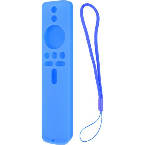 Funda protectora de silicona para el mando a distancia del Xiaomi TV Stick 4K, antideslizante y con cordón, color azul.