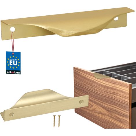 Tirador de muebles Modern Edge de aluminio color oro mate de 96/116 mm.