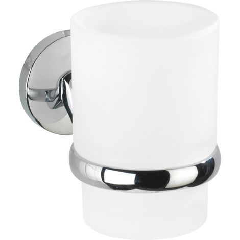 Wenko – Porte-gobelet à dents 22167100 en acier inoxydable et verre satiné – Dimensions 20 x 15 x 15 cm – Résistant à la corrosion (1/6)