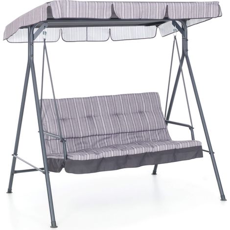 Dondolo 3 Posti da Giardino 160x118x160 cm in Ferro e Poliestere Pemba Antracite (1/2)