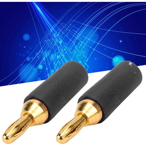 J.10007 Bananenstecker aus reinem Kupfer, 2,5 mm, vergoldet, vierblättrig, 25 mm Gesamtlänge, 3,5 mm Anschlussloch, lötbare Steckerbefestigung, verkauft in 10er-Packungen, schwarz. (1/5)