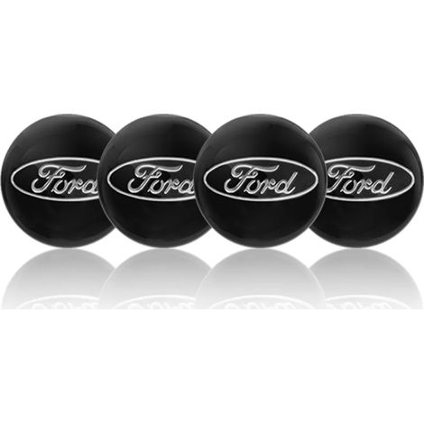 (Autocollant noir de 60 mm) - Lot de 4 autocollants pour jantes de voiture, cache-moyeu, emblème, autocollant, compatibles avec Focus, Fiesta, Ranger, Mondeo, S-MAX, Kuga et Mustang. (1/5)