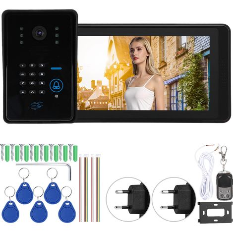 Lecteur de carte de mot de passe vidéo Wifi 7 pouces, sonnette IR étanche pour téléphone, système d'interphone (1/5)