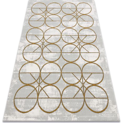 Exklusiv EMERALD Teppich 1010 glamour, stilvoll Kreise creme / gold beige 140x190 cm