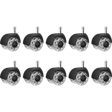10x Roues Pivotantes pour Chaise de Bureau, Roulettes de Rechange Robustes de 2 Pouces, Caoutchouc Souple et Silencieux pour Planchers de Bois Franc et Tapis (1/3)