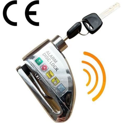 (Silberfarbenes) Motorrad-Diebstahlsicherungssystem, Motorrad-Bremsscheibenschloss mit Alarm, Diebstahlsicherungssystem mit Alarm für Motorrad, Fahrrad und Elektroroller – Silber (1/4)