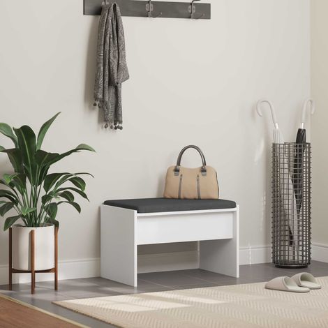 vidaXL Banc d'entrée avec coussin Blanc 63 x 38 x 40 cm