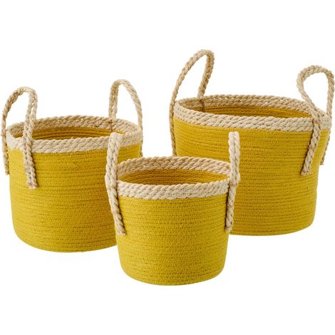 Lot de 3 Paniers de Rangement "Issac" 29cm Moutarde