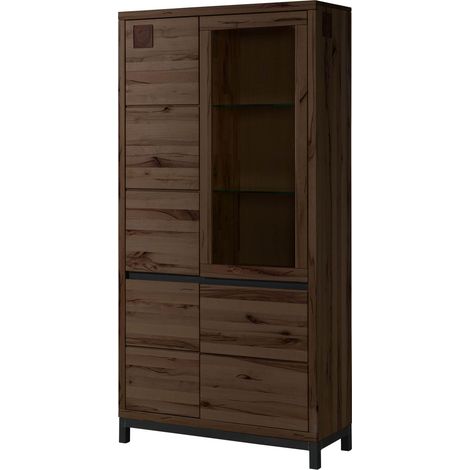 Vitrine Kernbuche braun geölt 103x40x205 cm montiert VILLANDERS 201 (1/4)
