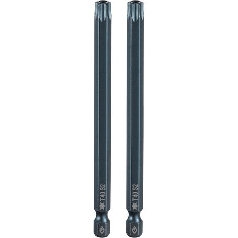 2 Pièce Embout de Tournevis Torx Magnétique, T40 1/4" Hex Tige Longueur 100mm Embout de Vissage Long Hexagonal en Acier S2 avec Trou pour Retirer les Vis de Fixation Outils (1/5)