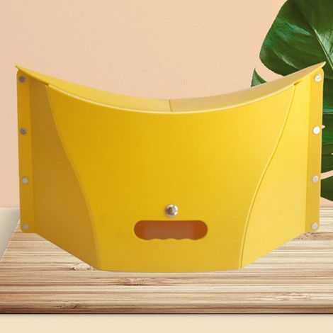 Tabouret pliant extérieur portable en plastique pour camping pêche chaise basse de voyage train jaune L (45x15x26) (1/5)