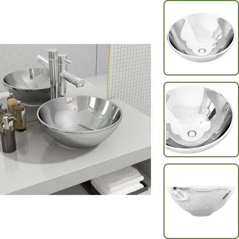 Lavabo da bagno - vidaXL Lavandino 32,5x14 cm in Ceramica Argento - Lavabo da toilette