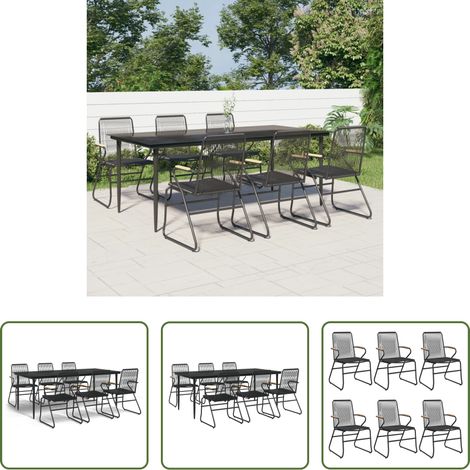 vidaXL Salle à manger extérieure - Ensemble à manger de jardin 7 pcs Noir Rotin PVC (1/5)