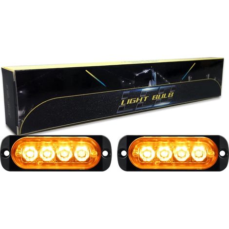 3.3 pouces ambre led barre lumineuse stroboscopique, 12v 24v clignotant gyrophare feux de remorque, pour voiture camion off road ATV 4x4 vehicule, feu antibrouillard (1/5)