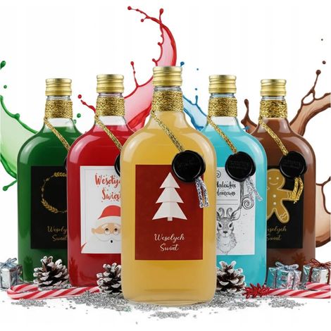 Lot de 10 bouteilles de Noël classiques de 500 ml, décorées pour les fêtes. (1/5)