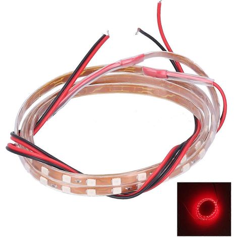 Bande LED de 90 cm avec 90 puces LED, éclairage d'ambiance décoratif, 12 V, universelle pour voiture et moto, lumière rouge