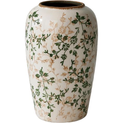 Vase en céramique blanche pour fleurs - style campagne française - Vase en porcelaine - Design floral avec glaçure vintage - Pour mariage, table à manger, restaurant, bureau, salle de (1/5)