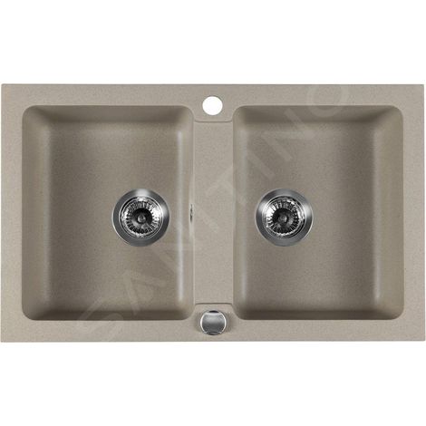 Sapho Éviers - Evier en granit, 780x475 mm, beige GR2222 (1/5)