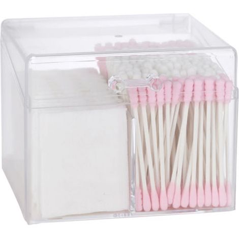 Boîte transparente pour cotons-tiges, anti-poussière et imperméable, en acrylique transparent avec couvercle, pour disques de coton et rouge à lèvres. (1/5)