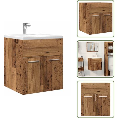 vidaXL Meuble lavabo de salle de bain vieux bois bois d'ingénierie