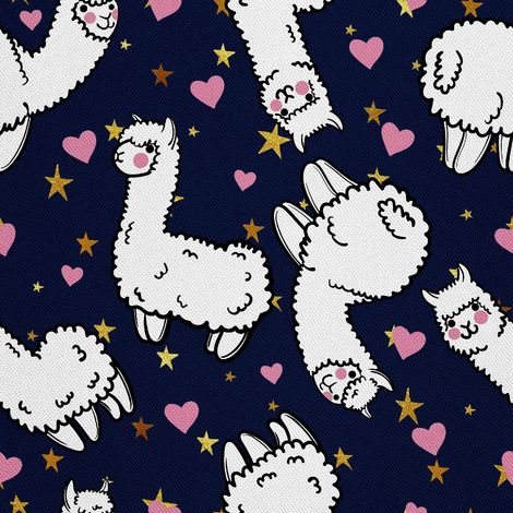 Tela Oxford decorativa para exteriores: motivo de alpaca, corazones y estrellas. (1/5)