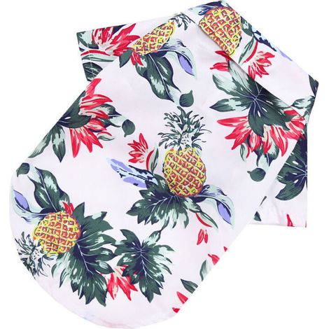 Dog T-shirt - Beach Design - Hawaiian Palm Tree Print - Summer Pet Clothing - 1 piece (5XL, White Pineapple) (1/5)