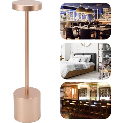 Lampe de table tactile LED, 3 couleurs réglables, lampe décorative de bureau d'intérieur, veilleuse créative et personnalisée, style nordique, décoration de bureau pour hôtels et restaurants, or rose. (1/5)