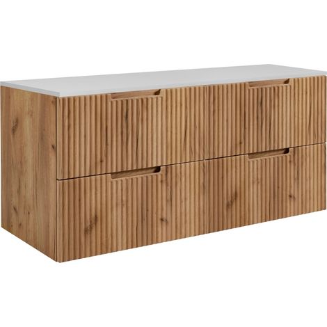 Mobile da bagno, chêne Craft / bianco, 120 (2 x 60) x 58.6 x 46 cm