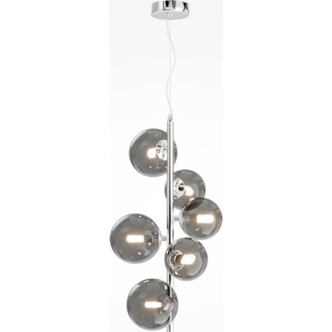 Maytoni Dallas Plafonnier suspendu moderne à 6 lumières, chrome, abat-jour fumé, G9