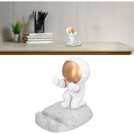 Teléfono móvil de astronauta: elegante soporte decorativo ecológico fabricado en resina dorada. (1/5)