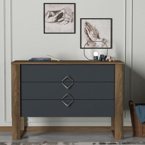 Kommode Bumerang Walnuss Anthrazit Melamin 110x76x44,8 cm
