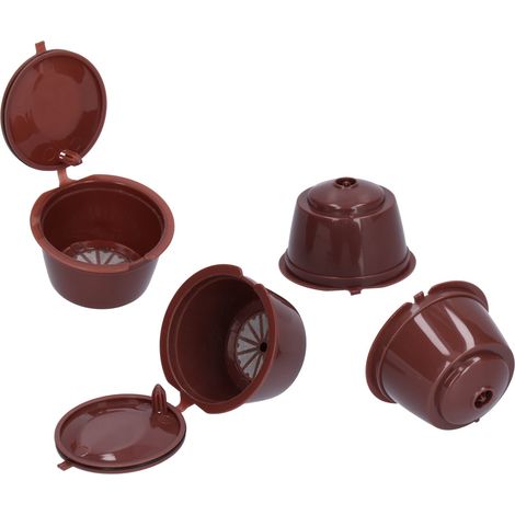Wiederverwendbarer Kaffeefilter, nachfüllbare Kapsel für die Dolce Gusto Maschine, mit Löffel und Pinsel, braun, geeignet für gemahlenen Kaffee. (1/5)