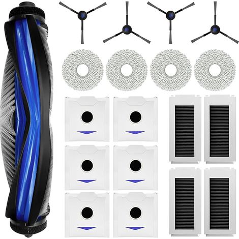 Juego de accesorios FOREHILL de 19 piezas para aspiradoras robóticas ECOVACS DEEBOT N30 PRO OMNI/N30 OMNI: 1 cepillo principal, 4 filtros, 4 paños de limpieza, 4 almohadillas de limpieza. (1/5)