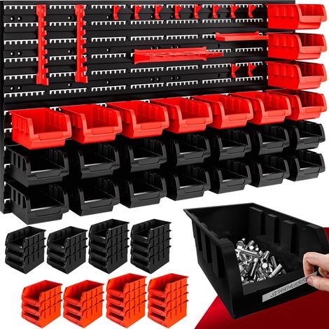 Monzana® 43/86 Piece Garage Wall Racks with Storage Boxes & Wall Panels for Workshop, Craft Organiser, Pegboard Tool Rack Stackable Small Parts Bins Plastic Storage Box Tools Organiser  45 Pcs