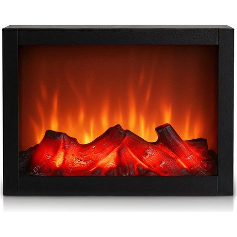 Electric Fireplace with LED Light, Black, 29x23 cm