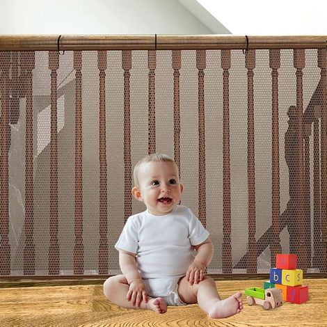Balustrade Escalier Filet, Filet de Sécurité pour Enfants, Noir, Tissu maillé (1/5)