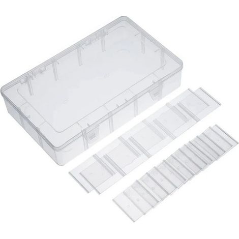 Boîte de rangement en plastique à 15 compartiments, épaisse, amovible et transparente, avec couvercle. (1/5)