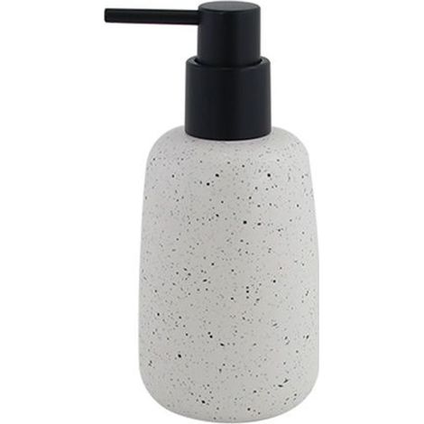 TRADE SHOP - Dispenser Porta Sapone Liquido In Ceramica Bianco Effetto Pietra Granito Bagno 87805 -