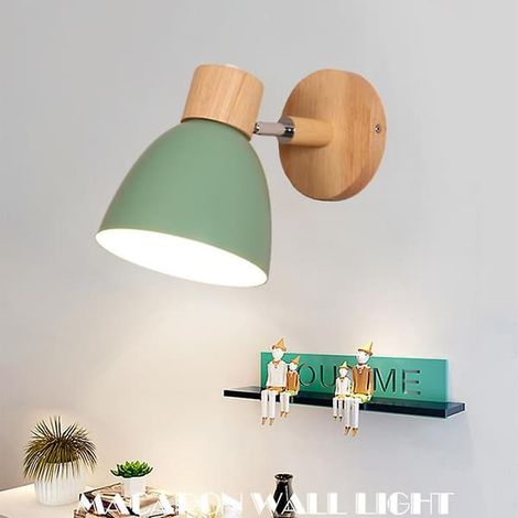 Applique murale LED verte en forme de boulet de canon, lampe de chevet pour chambre, couloir ou entrée.