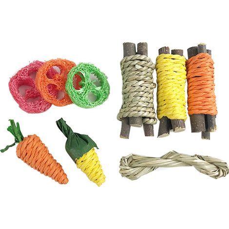 Lot de 9 jouets pour hamsters : bâtonnets en bois de pommier naturel et biologique, cadeau idéal pour les propriétaires d'animaux. Durables. (1/4)