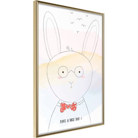 Affiche Murale Encadrée "Polite Bunny" 30 x 42 cm Or