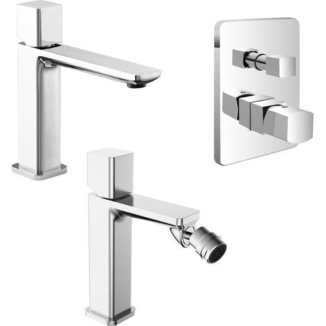 Set di rubinetti lavabo bocca lunga bidet e doccia con deviatore in ottone Lotus (1/5)