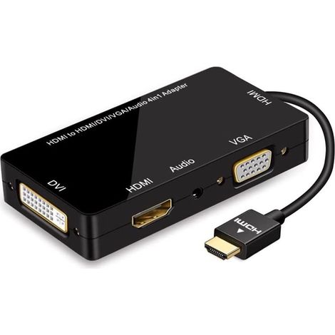 1 Adaptateur HDMI vers VGA DVI, Résolution 1080P, Sortie Audio, Compatible PC et Projecteur (1/5)